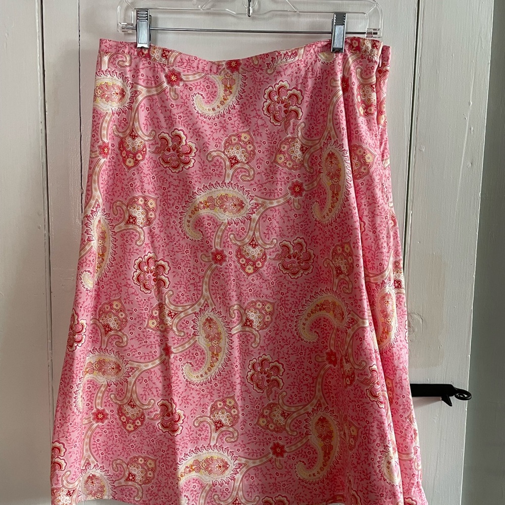 Tommy Hilfiger Women's Pink Paisley 100% Cotton Knee Length Skirt Size 12
